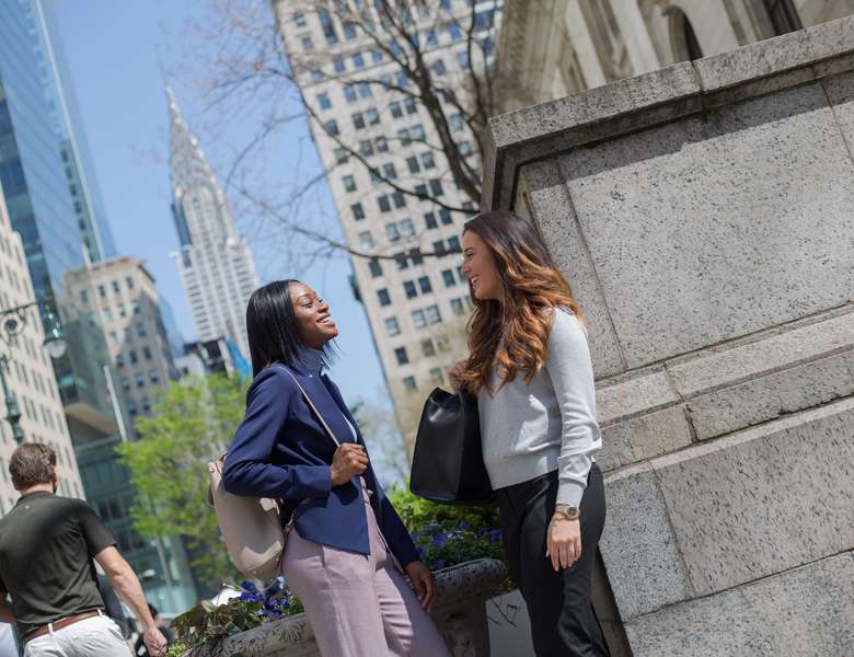 Berkeley College - 2 students with Chrylser Building.jpg