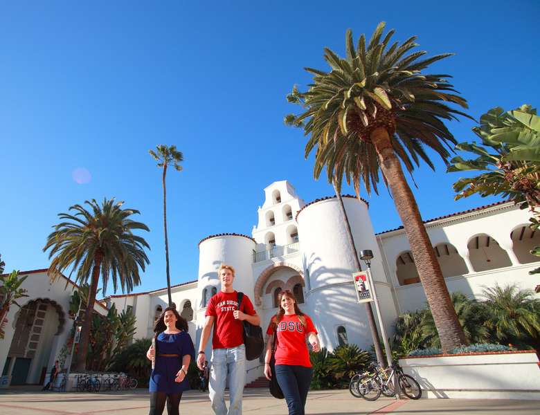 SDSU - Hepner Hall with Students.JPG